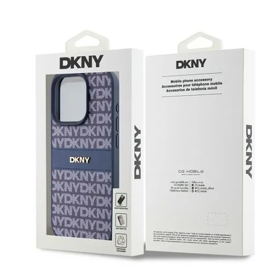 Husa iPhone 15 Pro - DKNY Leather Mono Stripe & Metal Logo (DKHCP15LPRTHSLB) - Blue Husa iPhone 15 Pro - DKNY Leather Mono Stripe & Metal Logo (DKHCP15LPRTHSLB) - Blue