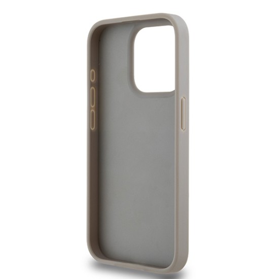 Husa iPhone 15 Pro - DKNY Leather Mono Stripe & Metal Logo (DKHCP15LPRTHSLE) - Beige