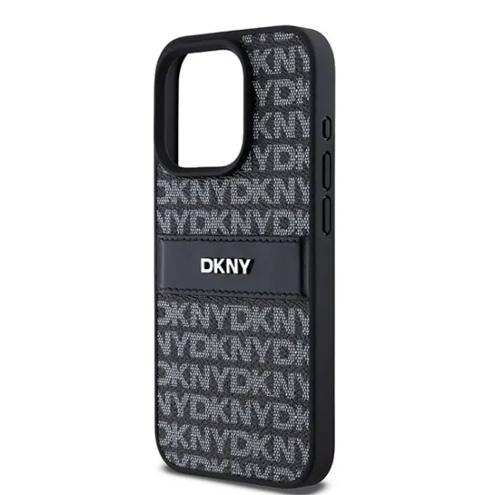 Husa iPhone 15 Pro - DKNY Leather Mono Stripe & Metal Logo (DKHCP15LPRTHSLK) - Black Husa iPhone 15 Pro - DKNY Leather Mono Stripe & Metal Logo (DKHCP15LPRTHSLK) - Black