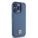 Husa iPhone 15 Pro - DKNY Leather Monogram Pattern Metal Logo MagSafe (DKHMP15LPSHRPSB) - Blue