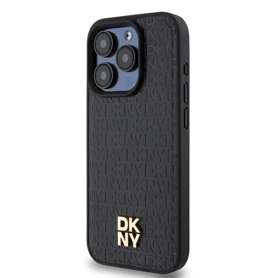 Husa iPhone 15 Pro - DKNY Leather Pattern Monogram Metal Logo MagSafe (DKHMP15LPSHRPSK) - Black Husa iPhone 15 Pro - DKNY Leather Pattern Monogram Metal Logo MagSafe (DKHMP15LPSHRPSK) - Black