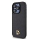 Husa iPhone 15 Pro - DKNY Leather Pattern Monogram Metal Logo MagSafe (DKHMP15LPSHRPSK) - Black