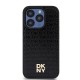 Husa iPhone 15 Pro - DKNY Leather Pattern Monogram Metal Logo MagSafe (DKHMP15LPSHRPSK) - Black