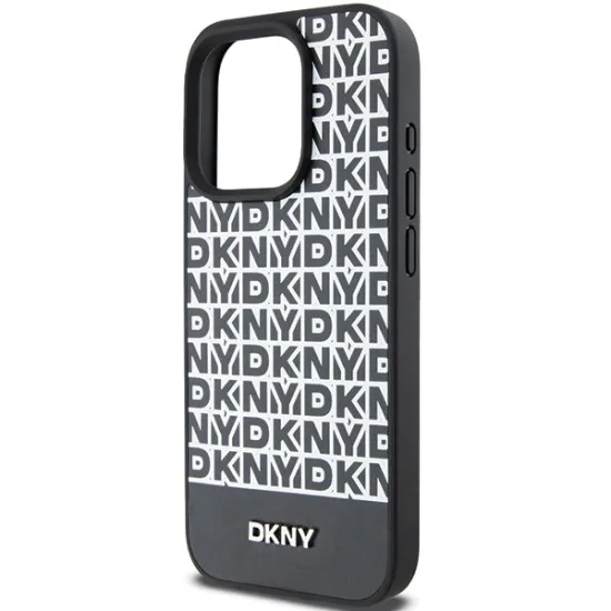 Husa iPhone 15 Pro - DKNY Leather Printed Pattern Metal Logo MagSafe (DKHMP15LPSOSPK) - Black Husa iPhone 15 Pro - DKNY Leather Printed Pattern Metal Logo MagSafe (DKHMP15LPSOSPK) - Black