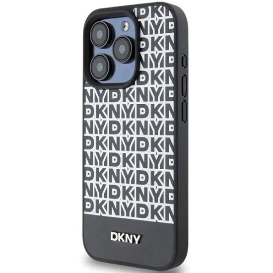 Husa iPhone 15 Pro - DKNY Leather Printed Pattern Metal Logo MagSafe (DKHMP15LPSOSPK) - Black Husa iPhone 15 Pro - DKNY Leather Printed Pattern Metal Logo MagSafe (DKHMP15LPSOSPK) - Black