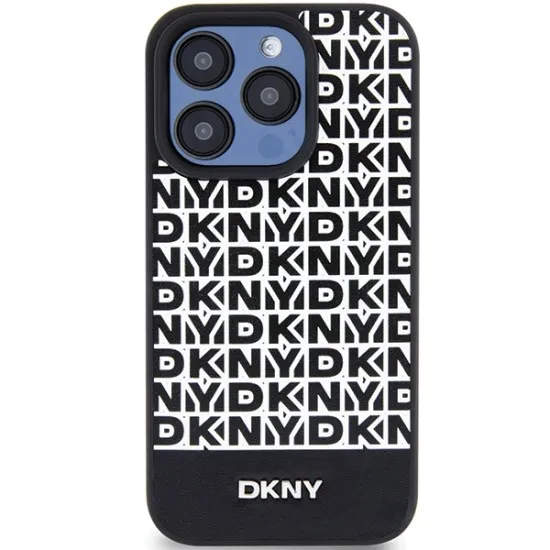 Husa iPhone 15 Pro - DKNY Leather Printed Pattern Metal Logo MagSafe (DKHMP15LPSOSPK) - Black Husa iPhone 15 Pro - DKNY Leather Printed Pattern Metal Logo MagSafe (DKHMP15LPSOSPK) - Black