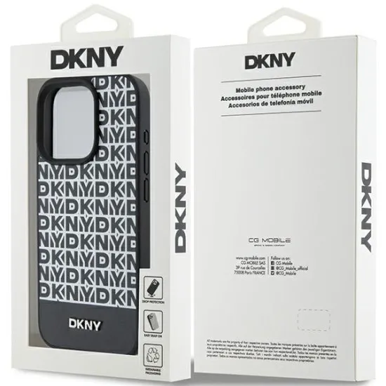 Husa iPhone 15 Pro - DKNY Leather Printed Pattern Metal Logo MagSafe (DKHMP15LPSOSPK) - Black Husa iPhone 15 Pro - DKNY Leather Printed Pattern Metal Logo MagSafe (DKHMP15LPSOSPK) - Black