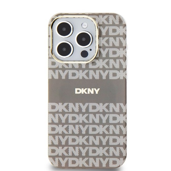 Husa iPhone 15 Pro Max - DKNY IML Mono & Stripe MagSafe (DKHMP15XHRHSEE) - Beige