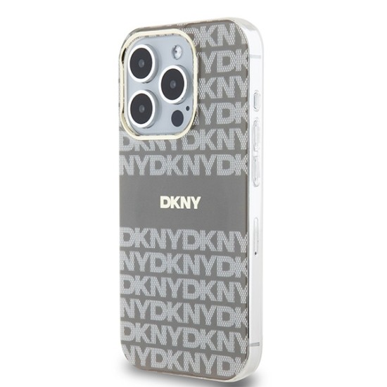 Husa iPhone 15 Pro Max - DKNY IML Mono & Stripe MagSafe (DKHMP15XHRHSEE) - Beige