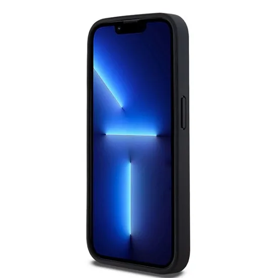 Husa iPhone 15 Pro Max - DKNY Leather Mono Stripe & Metal Logo (DKHCP15XPRTHSLK) - Black
