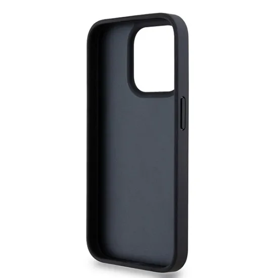 Husa iPhone 15 Pro Max - DKNY Leather Mono Stripe & Metal Logo (DKHCP15XPRTHSLK) - Black