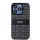 Husa iPhone 15 Pro Max - DKNY Leather Mono Stripe & Metal Logo (DKHCP15XPRTHSLK) - Black