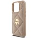 Husa iPhone 15 Pro Max - DKNY Leather Quilted Stack Logo (DKHCP15XPQDSLE) - Beige