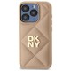 Husa iPhone 15 Pro Max - DKNY Leather Quilted Stack Logo (DKHCP15XPQDSLE) - Beige