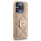 Husa iPhone 15 Pro Max - DKNY Leather Quilted Stack Logo (DKHCP15XPQDSLE) - Beige