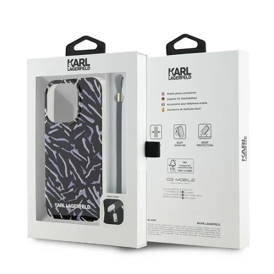 Husa iPhone 15 Pro Max - Karl Lagerfeld Hardcase (KLHCP15XHZBPKCCU) - Purple Zebra With Cord Husa iPhone 15 Pro Max - Karl Lagerfeld Hardcase (KLHCP15XHZBPKCCU) - Purple Zebra With Cord
