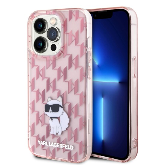 Husa iPhone 15 Pro Max - Karl Lagerfeld Hardcase Monogram (KLHCP15XHNCMKLP) - Pink Choupette