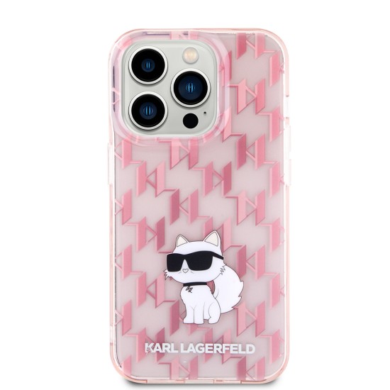 Husa iPhone 15 Pro Max - Karl Lagerfeld Hardcase Monogram (KLHCP15XHNCMKLP) - Pink Choupette