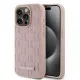 Husa iPhone 15 Pro Max - Karl Lagerfeld Leather MagSafe (KLHMP15XPKHPORPP) - Pink Monogram Metal Logo