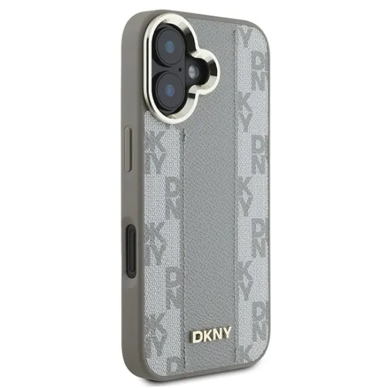 Husa iPhone 16 - DKNY Leather Checkered Pattern Magsafe (DKHMP16SPCPVSLE) - Beige
