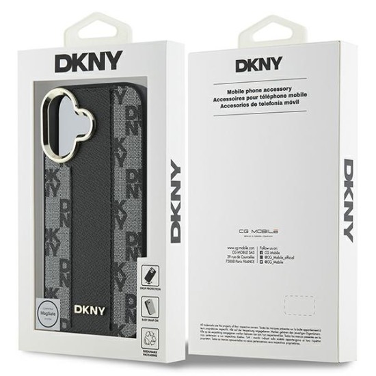 Husa iPhone 16 - DKNY Leather Hardcase Checkered Pattern Magsafe (DKHMP16SPCPVSLK) - Black