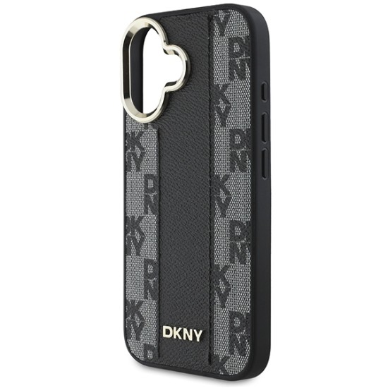 Husa iPhone 16 - DKNY Leather Hardcase Checkered Pattern Magsafe (DKHMP16SPCPVSLK) - Black