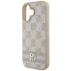 Husa iPhone 16 - DKNY Leather Hardcase Checkered Pattern & Printed Stripes (DKHCP16SPCPTSSP) - Pink