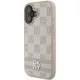 Husa iPhone 16 - DKNY Leather Hardcase Checkered Pattern & Printed Stripes (DKHCP16SPCPTSSP) - Pink