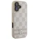 Husa iPhone 16 - DKNY Leather Hardcase Checkered Pattern & Printed Stripes (DKHCP16SPCPTSSP) - Pink