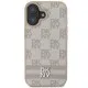 Husa iPhone 16 - DKNY Leather Hardcase Checkered Pattern & Printed Stripes (DKHCP16SPCPTSSP) - Pink