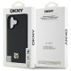 Husa iPhone 16 - DKNY Leather Hardcase Repeat Pattern Stack Logo MagSafe (DKHMP16SPSHRPSK) - Black