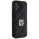 Husa iPhone 16 - DKNY Leather Quilted Stack Logo (DKHCP16SPQDSLK) - Black