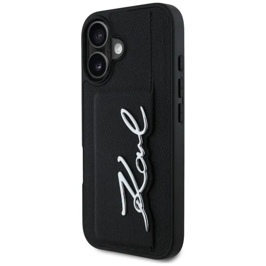 Husa iPhone 16 - Karl Lagerfeld Hardcase Leather Cardslot (KLHCP16SPGPVKSK) - Metal Signature Husa iPhone 16 - Karl Lagerfeld Hardcase Leather Cardslot (KLHCP16SPGPVKSK) - Metal Signature