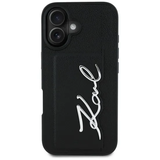 Husa iPhone 16 - Karl Lagerfeld Hardcase Leather Cardslot (KLHCP16SPGPVKSK) - Metal Signature Husa iPhone 16 - Karl Lagerfeld Hardcase Leather Cardslot (KLHCP16SPGPVKSK) - Metal Signature