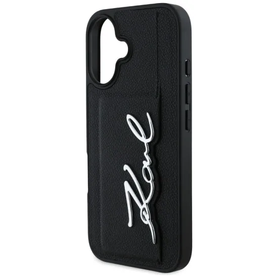 Husa iPhone 16 - Karl Lagerfeld Hardcase Leather Cardslot (KLHCP16SPGPVKSK) - Metal Signature Husa iPhone 16 - Karl Lagerfeld Hardcase Leather Cardslot (KLHCP16SPGPVKSK) - Metal Signature