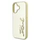 Husa iPhone 16 - Karl Lagerfeld Hardcase Leather (KLHCP16SPFMFBKMD) - Gold Metal Signature Husa iPhone 16 - Karl Lagerfeld Hardcase Leather (KLHCP16SPFMFBKMD) - Gold Metal Signature