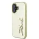 Husa iPhone 16 - Karl Lagerfeld Hardcase Leather (KLHCP16SPFMFBKMD) - Gold Metal Signature Husa iPhone 16 - Karl Lagerfeld Hardcase Leather (KLHCP16SPFMFBKMD) - Gold Metal Signature
