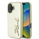 Husa iPhone 16 - Karl Lagerfeld Hardcase Leather (KLHCP16SPFMFBKMD) - Gold Metal Signature Husa iPhone 16 - Karl Lagerfeld Hardcase Leather (KLHCP16SPFMFBKMD) - Gold Metal Signature