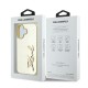 Husa iPhone 16 - Karl Lagerfeld Hardcase Leather (KLHCP16SPFMFBKMD) - Gold Metal Signature