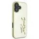 Husa iPhone 16 - Karl Lagerfeld Hardcase Leather (KLHCP16SPFMFBKMD) - Gold Metal Signature Husa iPhone 16 - Karl Lagerfeld Hardcase Leather (KLHCP16SPFMFBKMD) - Gold Metal Signature