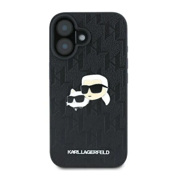 Husa iPhone 16 - Karl Lagerfeld Hardcase Leather Monogram (KLHCP16SPGKLKCPK) - Karl&Chaoupette Head Pin Husa iPhone 16 - Karl Lagerfeld Hardcase Leather Monogram (KLHCP16SPGKLKCPK) - Karl&Chaoupette Head Pin