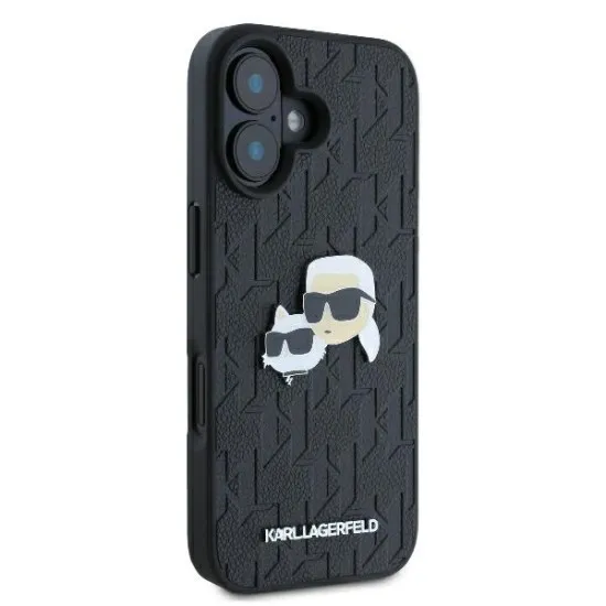Husa iPhone 16 - Karl Lagerfeld Hardcase Leather Monogram (KLHCP16SPGKLKCPK) - Karl&Chaoupette Head Pin Husa iPhone 16 - Karl Lagerfeld Hardcase Leather Monogram (KLHCP16SPGKLKCPK) - Karl&Chaoupette Head Pin