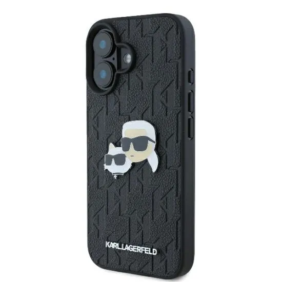 Husa iPhone 16 - Karl Lagerfeld Hardcase Leather Monogram (KLHCP16SPGKLKCPK) - Karl&Chaoupette Head Pin Husa iPhone 16 - Karl Lagerfeld Hardcase Leather Monogram (KLHCP16SPGKLKCPK) - Karl&Chaoupette Head Pin