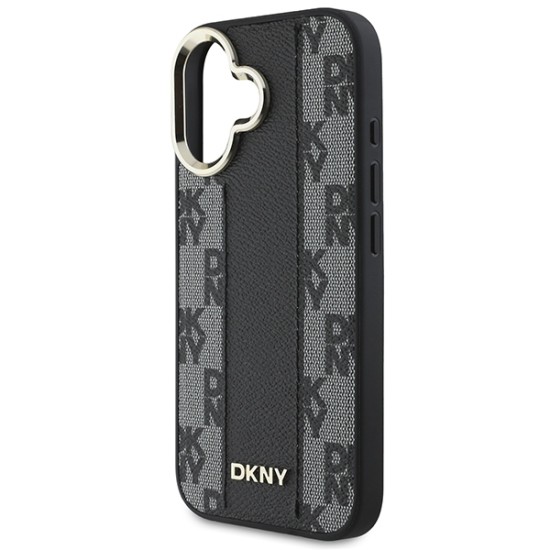 Husa iPhone 16 Plus - DKNY Leather Hardcase Checkered Pattern Magsafe (DKHMP16MPCPVSLK) - Black