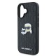 Husa iPhone 16 Plus - Karl Lagerfeld Hardcase Leather Monogram (KLHCP16MPGKLKCPK) - Karl&Chaoupette Head Pin