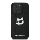 Husa iPhone 16 Pro - Karl Lagerfeld Hardcase Leather Monogram (KLHCP16LPGKLCHPK) - Choupette Head Pin