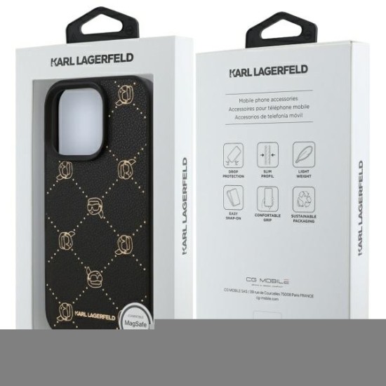 Husa iPhone 16 Pro - Karl Lagerfeld Leather MagSafe (KLHMP16LPGKHPHK) - Karl Head