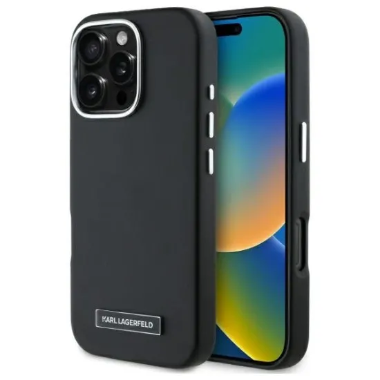 Husa iPhone 16 Pro - Karl Lagerfeld Leather MagSafe (KLHMP16LPGMSRPK) - FW Metal Plate Husa iPhone 16 Pro - Karl Lagerfeld Leather MagSafe (KLHMP16LPGMSRPK) - FW Metal Plate