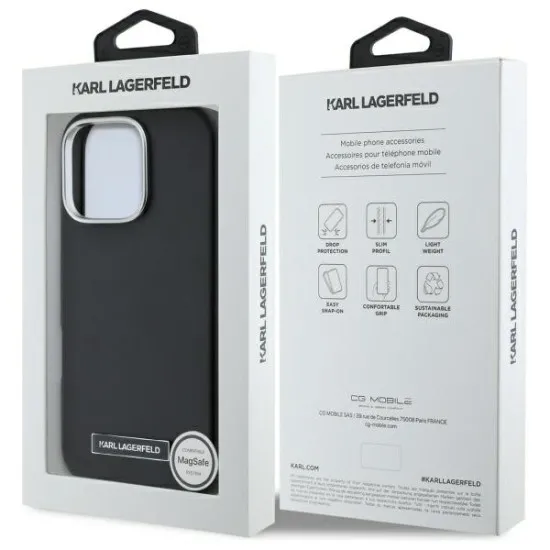 Husa iPhone 16 Pro - Karl Lagerfeld Leather MagSafe (KLHMP16LPGMSRPK) - FW Metal Plate Husa iPhone 16 Pro - Karl Lagerfeld Leather MagSafe (KLHMP16LPGMSRPK) - FW Metal Plate