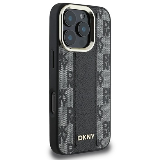 Husa iPhone 16 Pro Max - DKNY Leather Hardcase Checkered Pattern Magsafe (DKHMP16XPCPVSLK) - Black